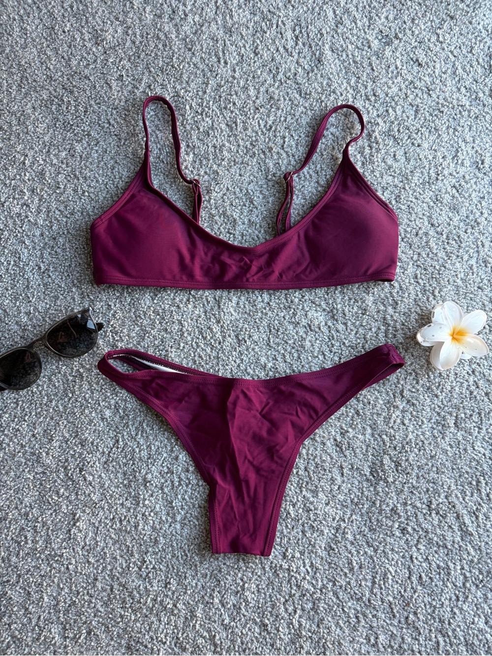 Women's Burgundy Bikini Set - Sleek Two-Piece Swimwear